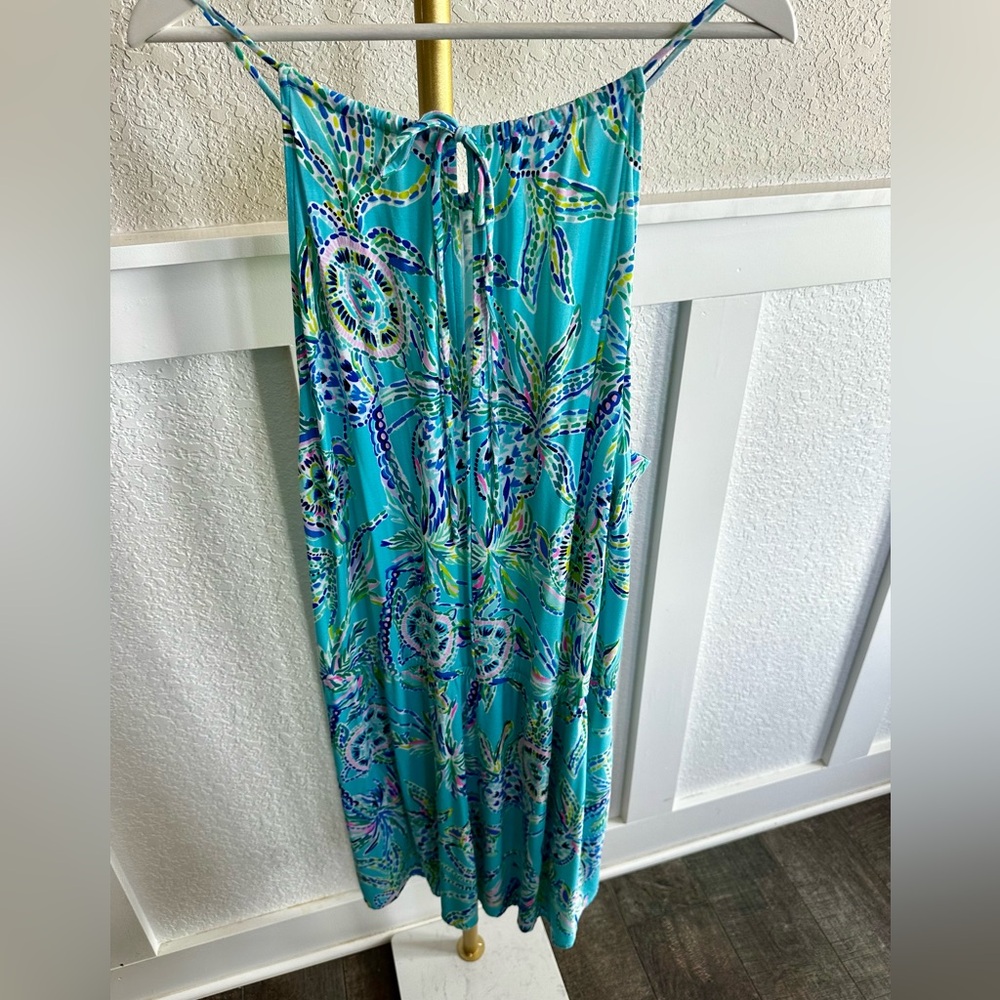 Lilly Pulitzer Gianna Skort Romper in Bermuda Blue Turtle XL